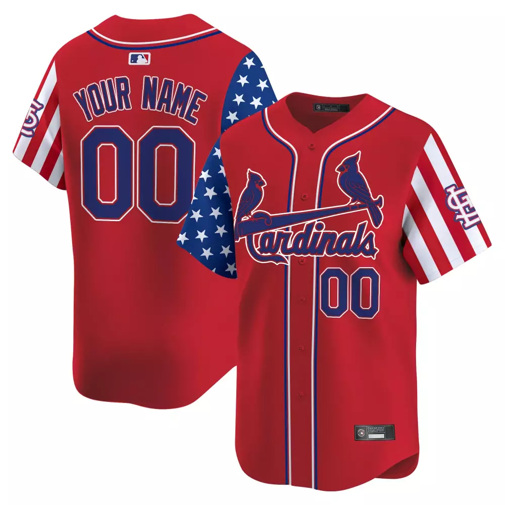 Custom Cardinals Jersey Red Stars And Stripes Design Blue White Vapor