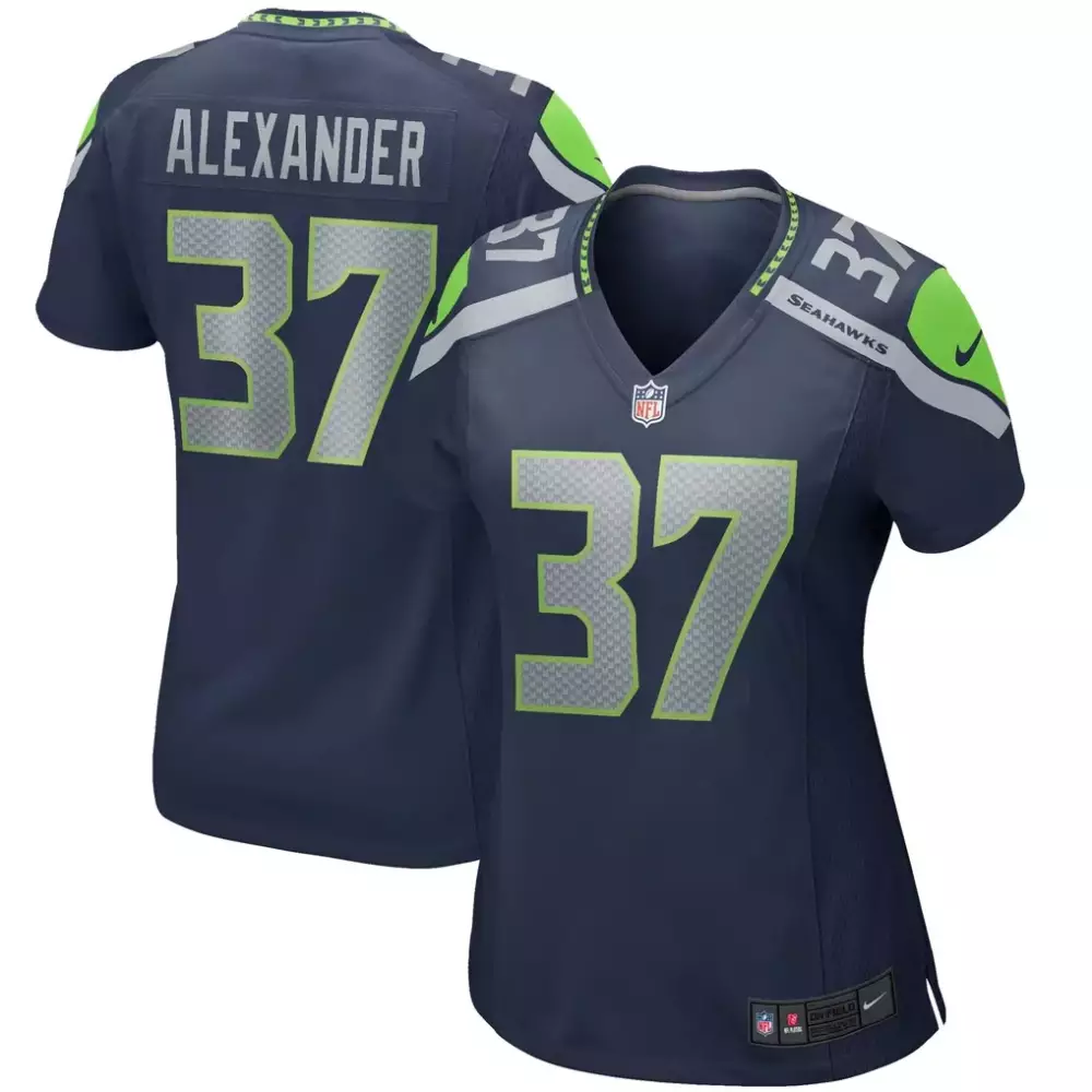 Shaun Alexander 37 Jersey Navy Blue Seattle Seahawks Men NFL Neon Green Grey Game