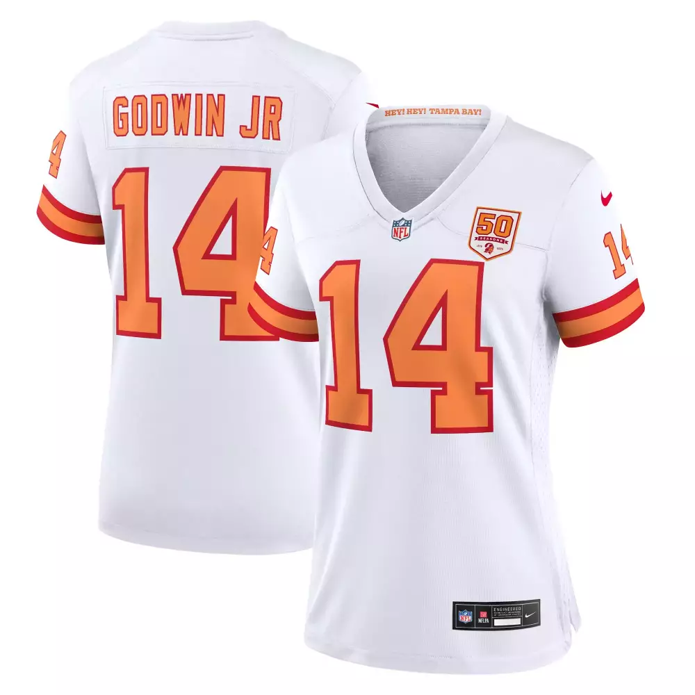 Chris Godwin Jr. 14 Jersey White 50th Season Tampa Bay Buccaneers Anniversary Men