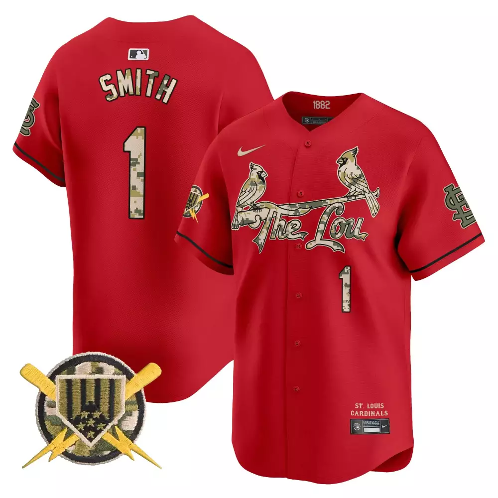 Ozzie Smith 1 St. Louis Cardinals Jersey Red Salute To Service Military Camouflage Emblem Baseball Bats