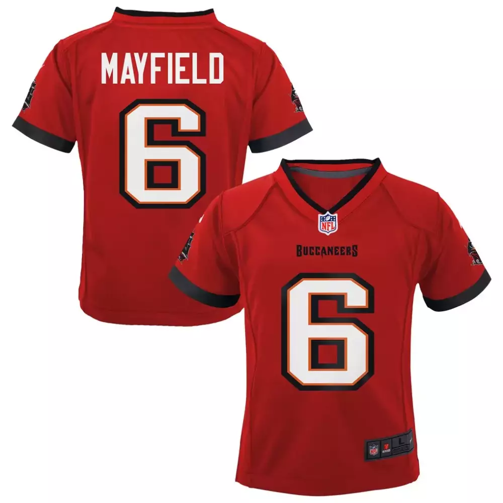 Baker Mayfield 6 Buccaneers Jersey Red Youth Replica Black White Game