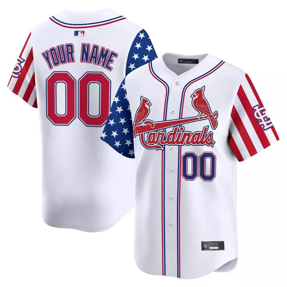 Custom Cardinals Jersey White Split Design Red Blue Vapor
