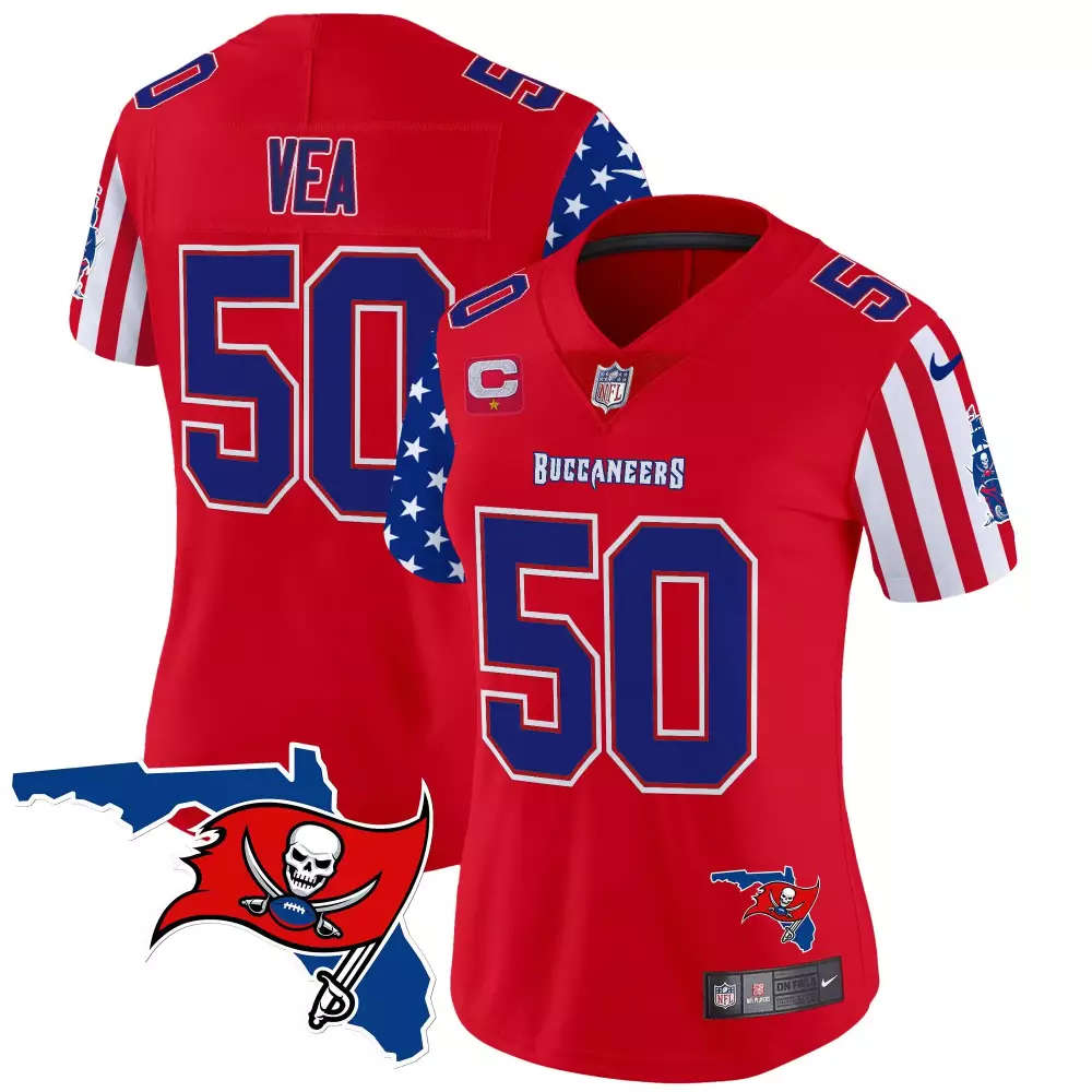 Vita Vea 50 Buccaneers Jersey Red Men Alternate Custom Design Blue White Vapor Limited