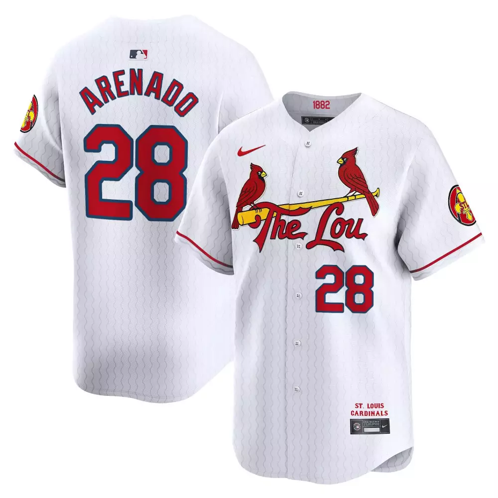 Nolan Arenado 28 Jersey White 1882 St. Louis Cardinals Men Red Yellow Vapor Premier
