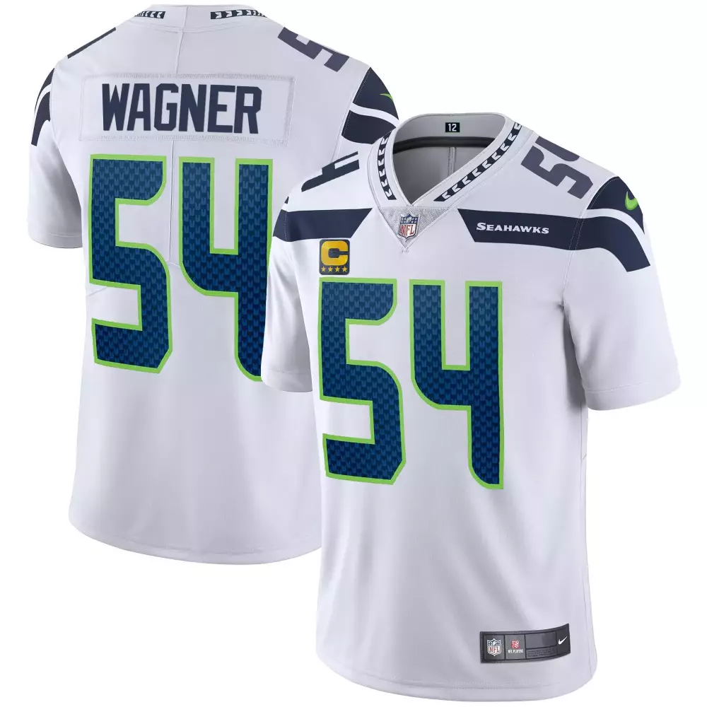 Bobby Wagner 54 Seattle Seahawks Jersey White (captain Badge) Men Replica Alternate