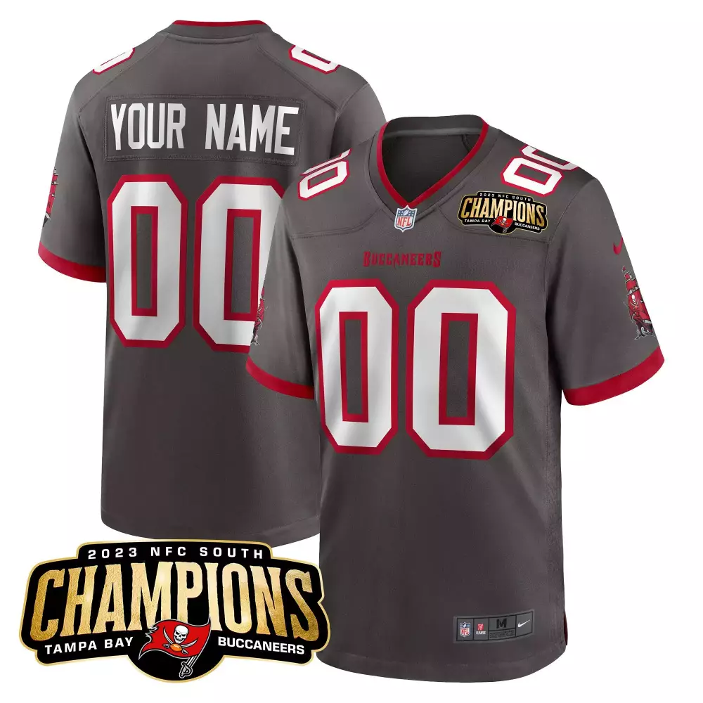 Custom Tampa Bay Buccaneers Jersey Gray 2023 NFC South Champions Men Red White Game