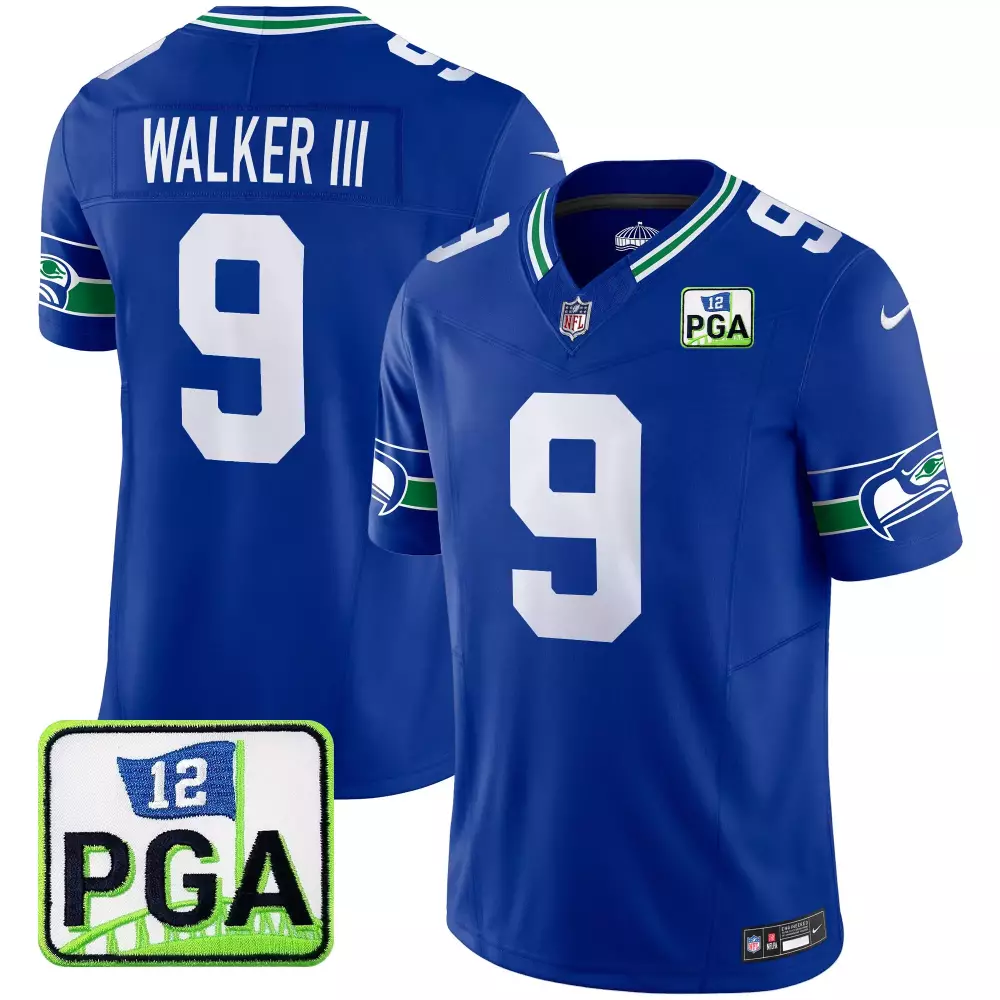 Walker Iii 9 Seattle Seahawks Jersey Blue Pga Men Green White Vapor Limited All Stitched