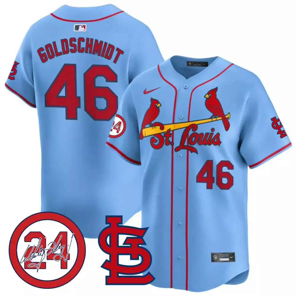Paul Goldschmidt 46 Jersey Light Blue St. Louis Cardinals Men Alternate Red Yellow