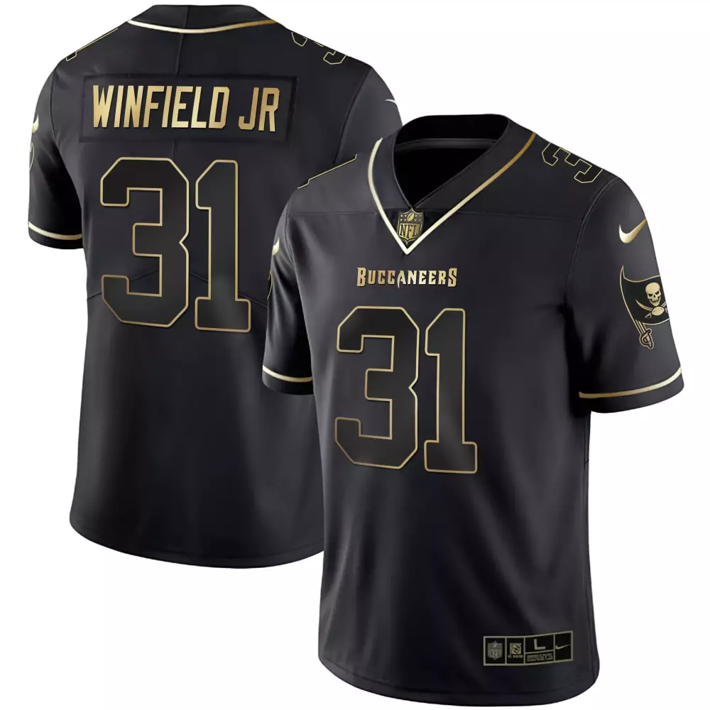 Antoine Winfield Jr. 31 Jersey Black Color Rush Buccaneers Men Gold All Stitched