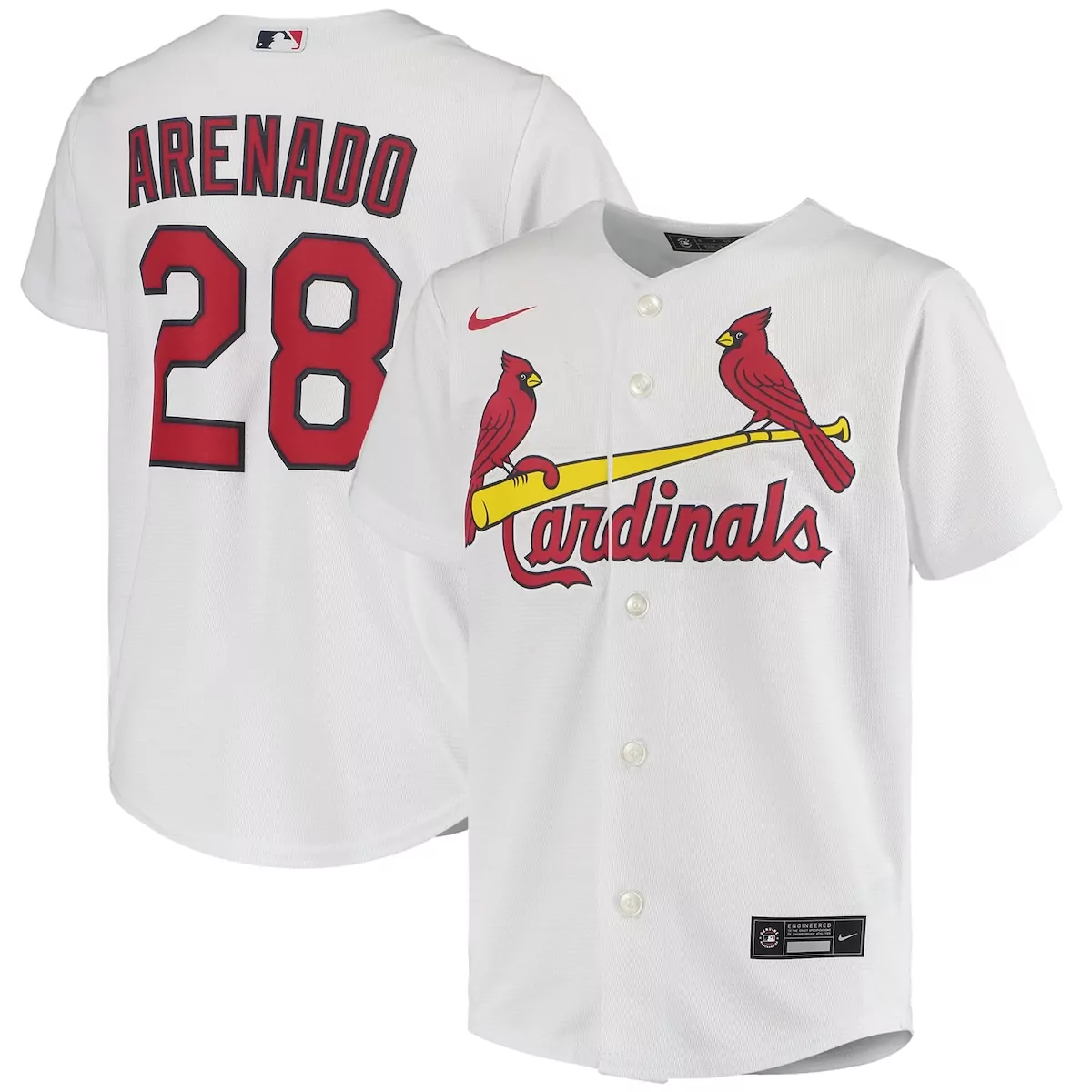 Nolan Arenado 28 Cardinals Jersey White Red Yellow Home