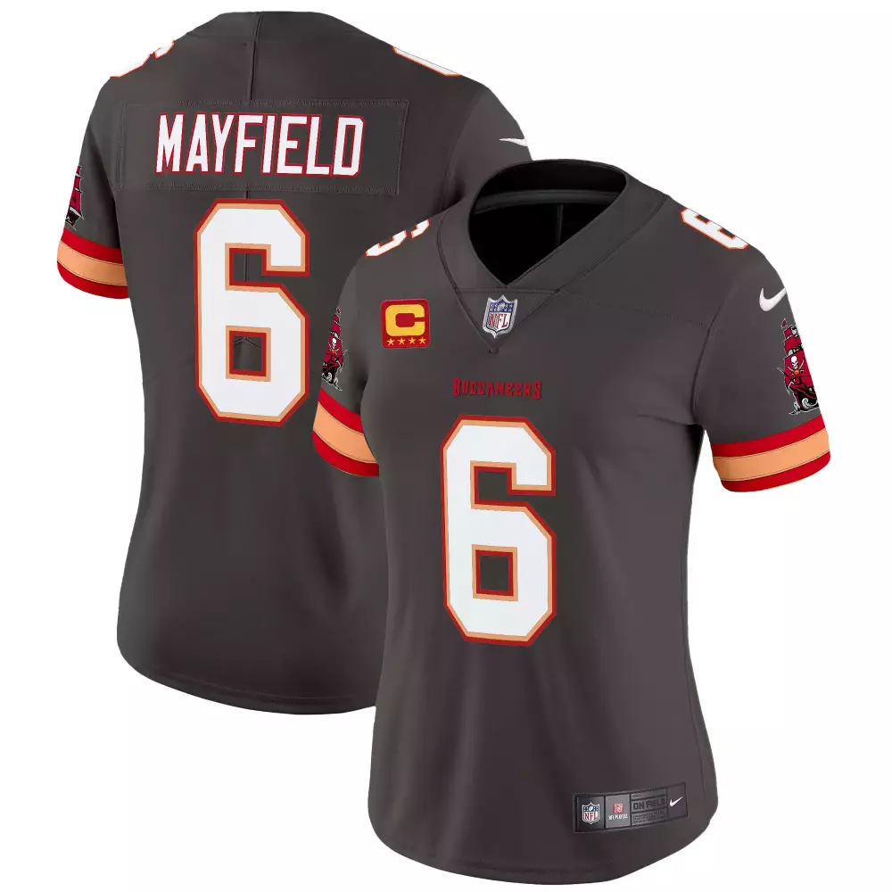 Baker Mayfield 6 Buccaneers Jersey Gray Men On Field Red Orange Throwback Vapor Limited