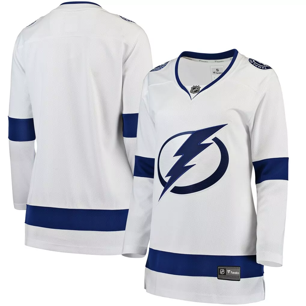 Tampa Bay Lightning Jersey White Women Blue Away Breakaway