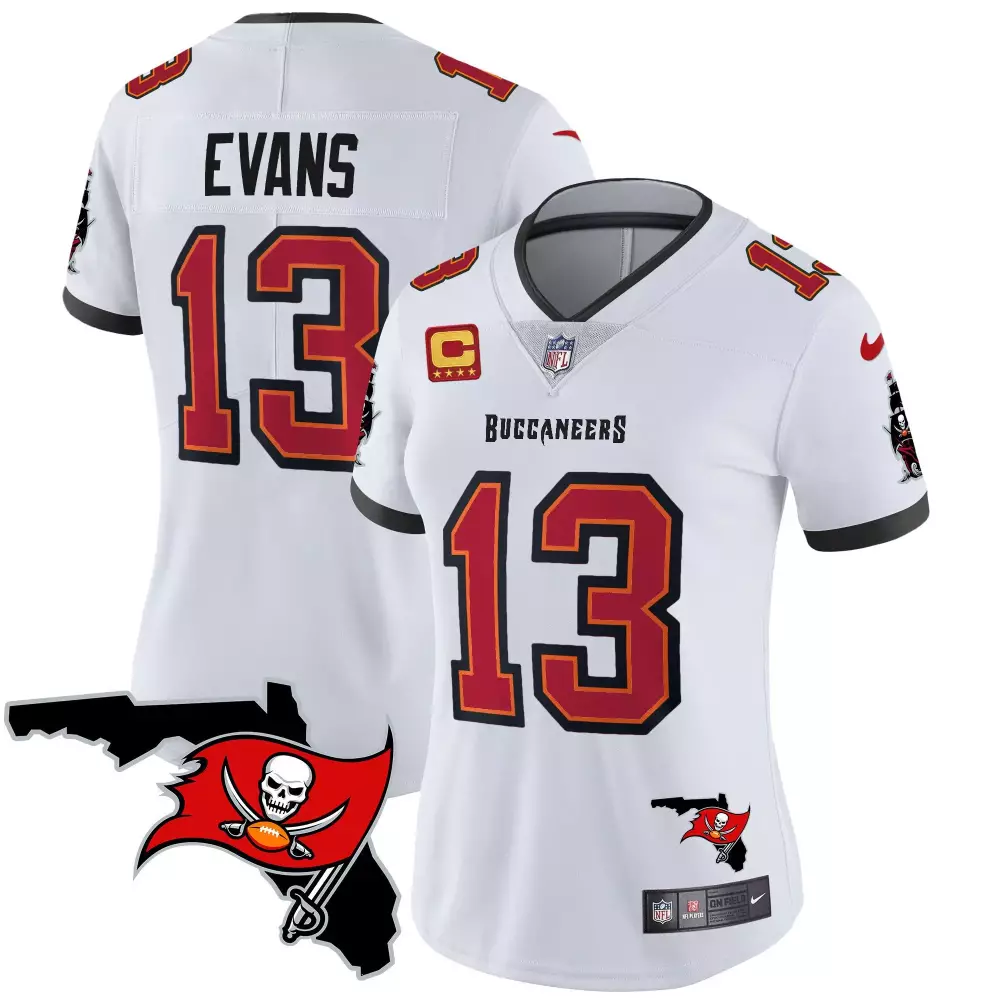 Evans 13 Buccaneers Jersey White Captain Men Player Red Black Vapor Limited All Stitched