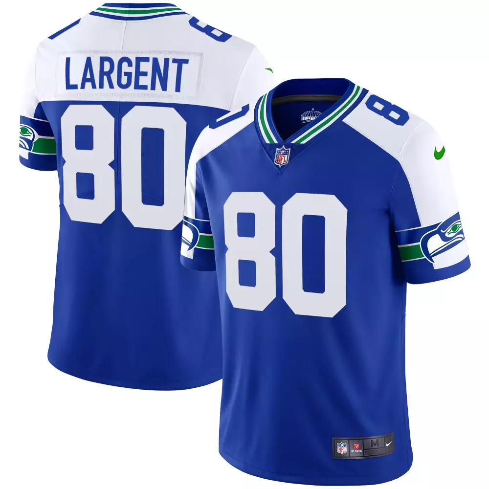 Steve Largent 80 Seattle Seahawks Jersey Blue Men White Green Alternate Throwback