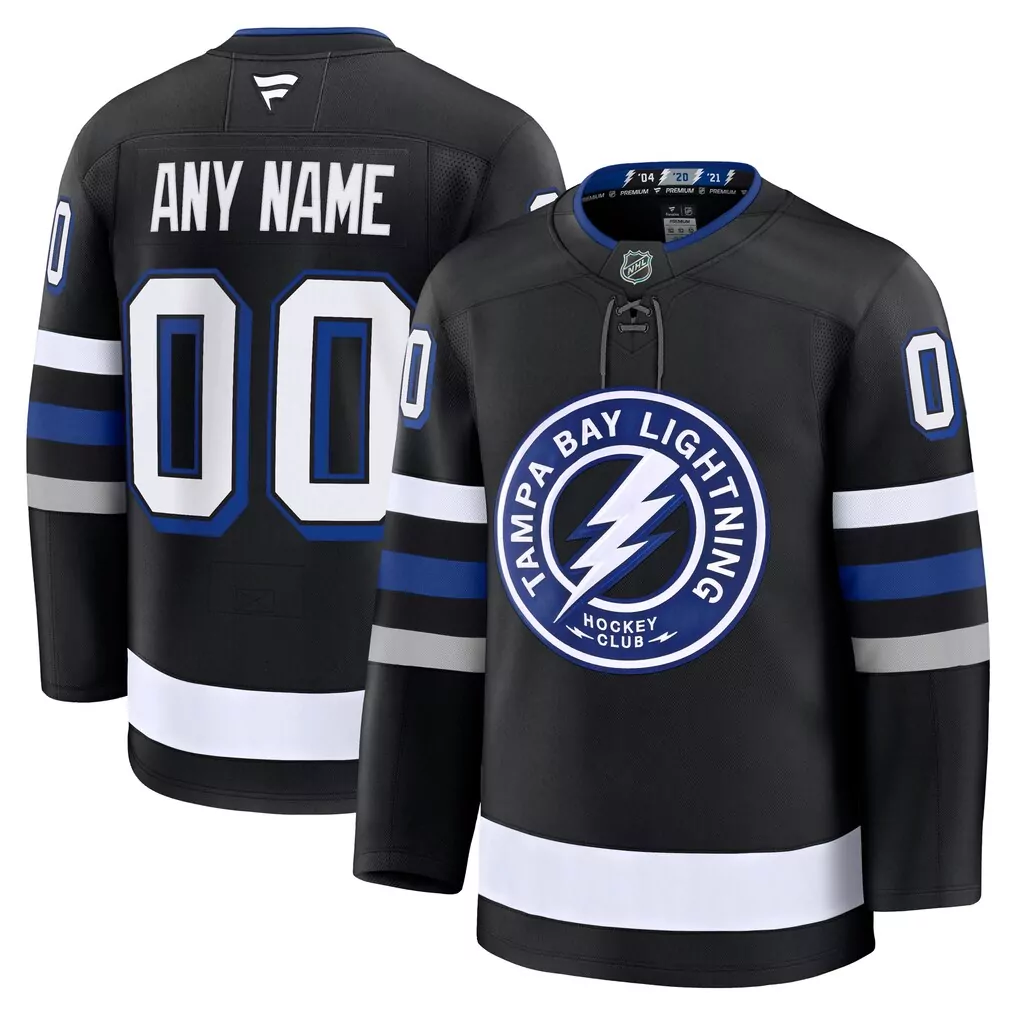 Tampa Bay Lightning Jersey Black Men Blue White Gray Alternate Custom