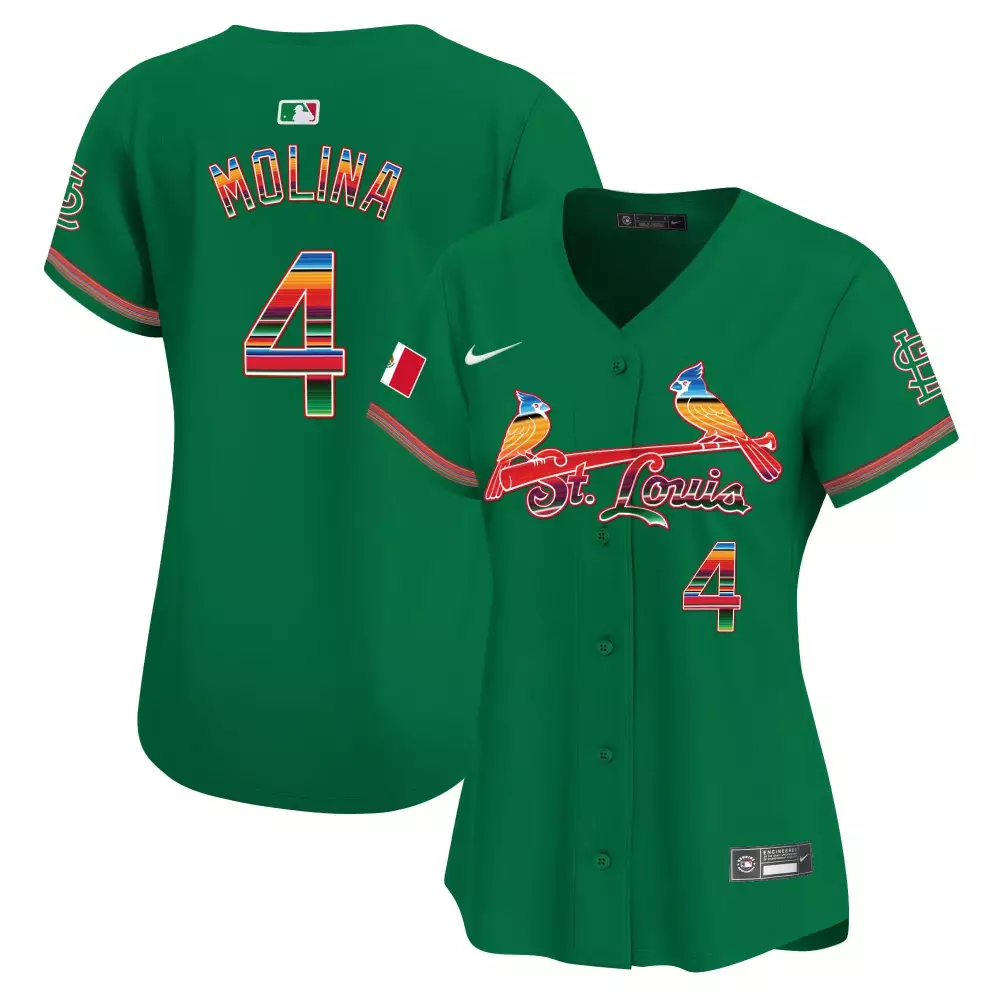 Yadier Molina 4 Jersey Green City Connect St. Louis Cardinals Mexican Flag Men MLB