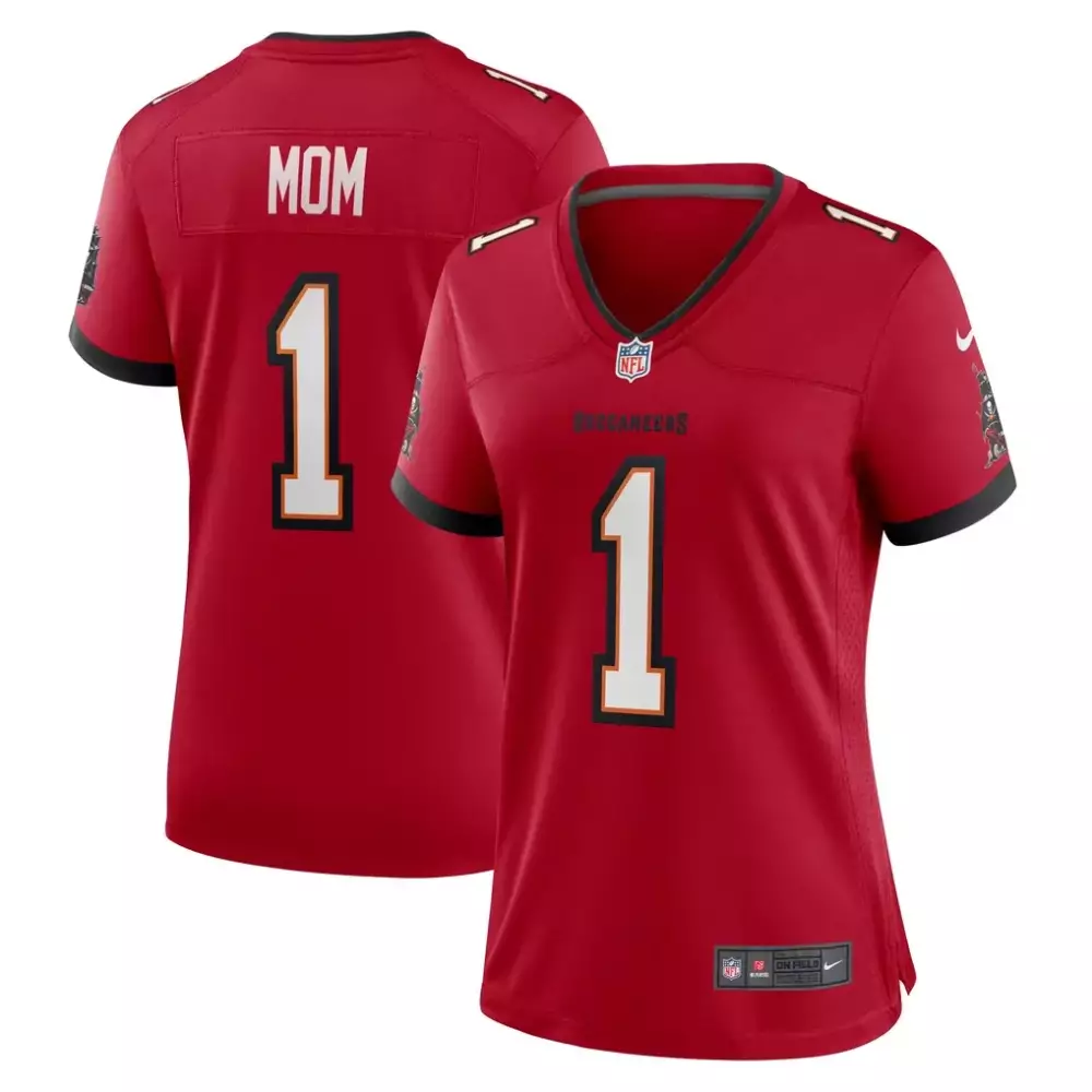 Mom 1 Buccaneers Jersey Red Women Replica Black White Game