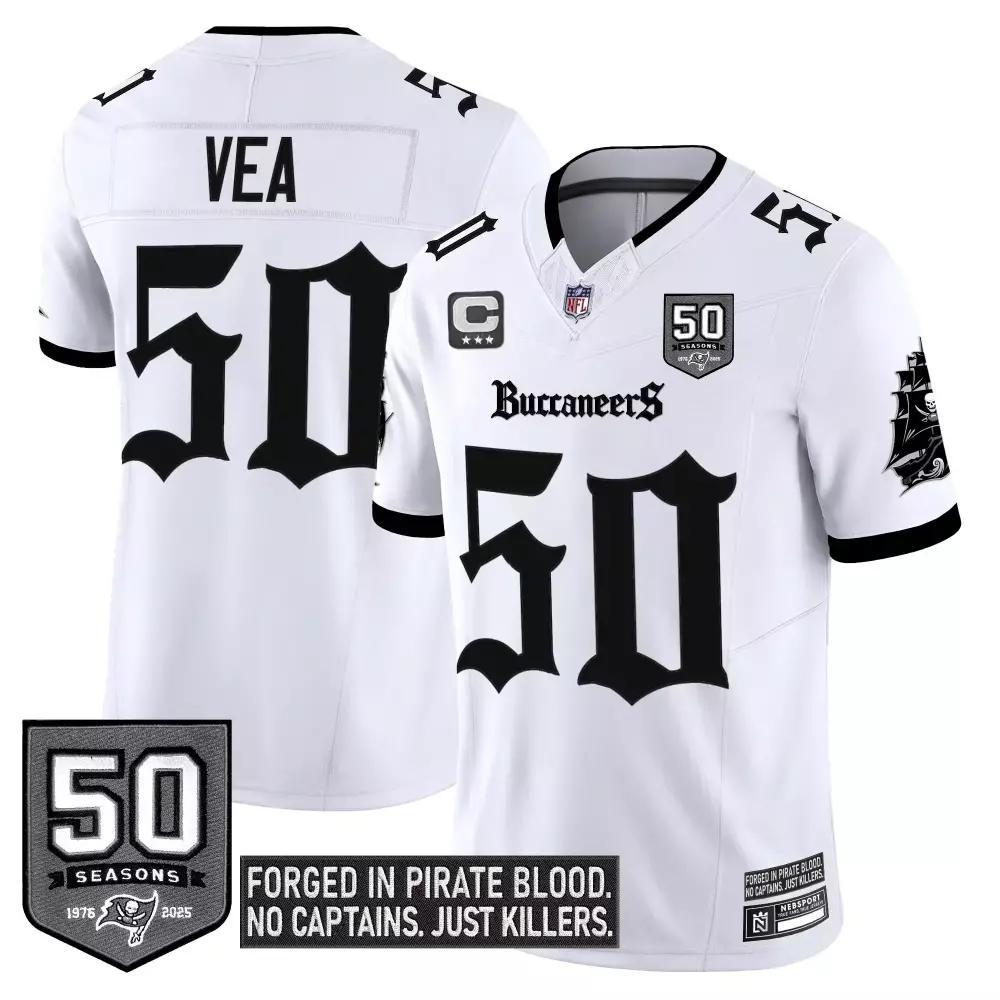 Vita Vea 50 Buccaneers Jersey White Seasons Men Game Alternate Black Stitched Vapor