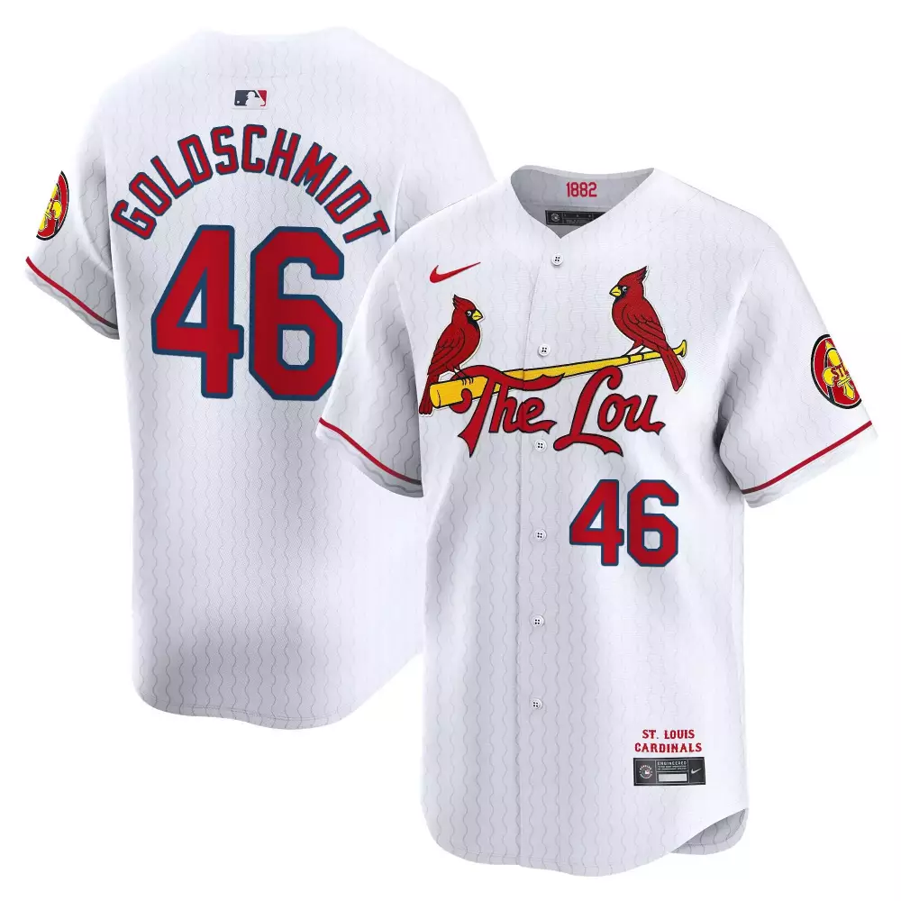 Paul Goldschmidt 46 Jersey White St. Louis Cardinals Men Red Yellow Vapor Premier