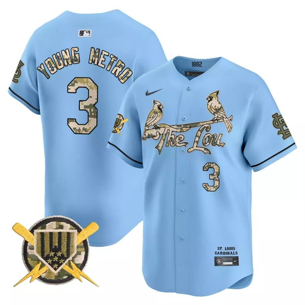 Metro Boomin 3 Jersey Light Blue 1882 St. Louis Cardinals Men Black Camouflage Vapor