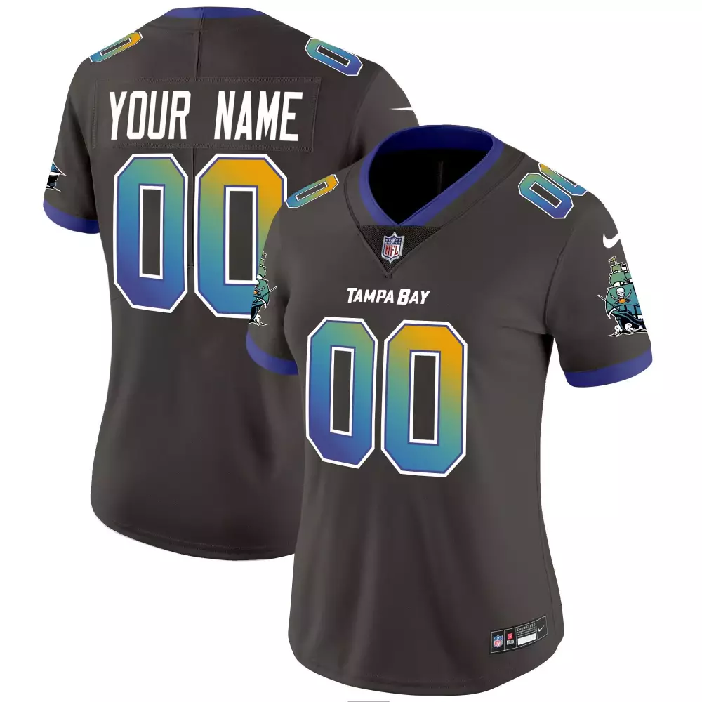 Custom Tampa Bay Buccaneers Jersey Gray Women Alternate Blue Green Yellow Vapor Limited
