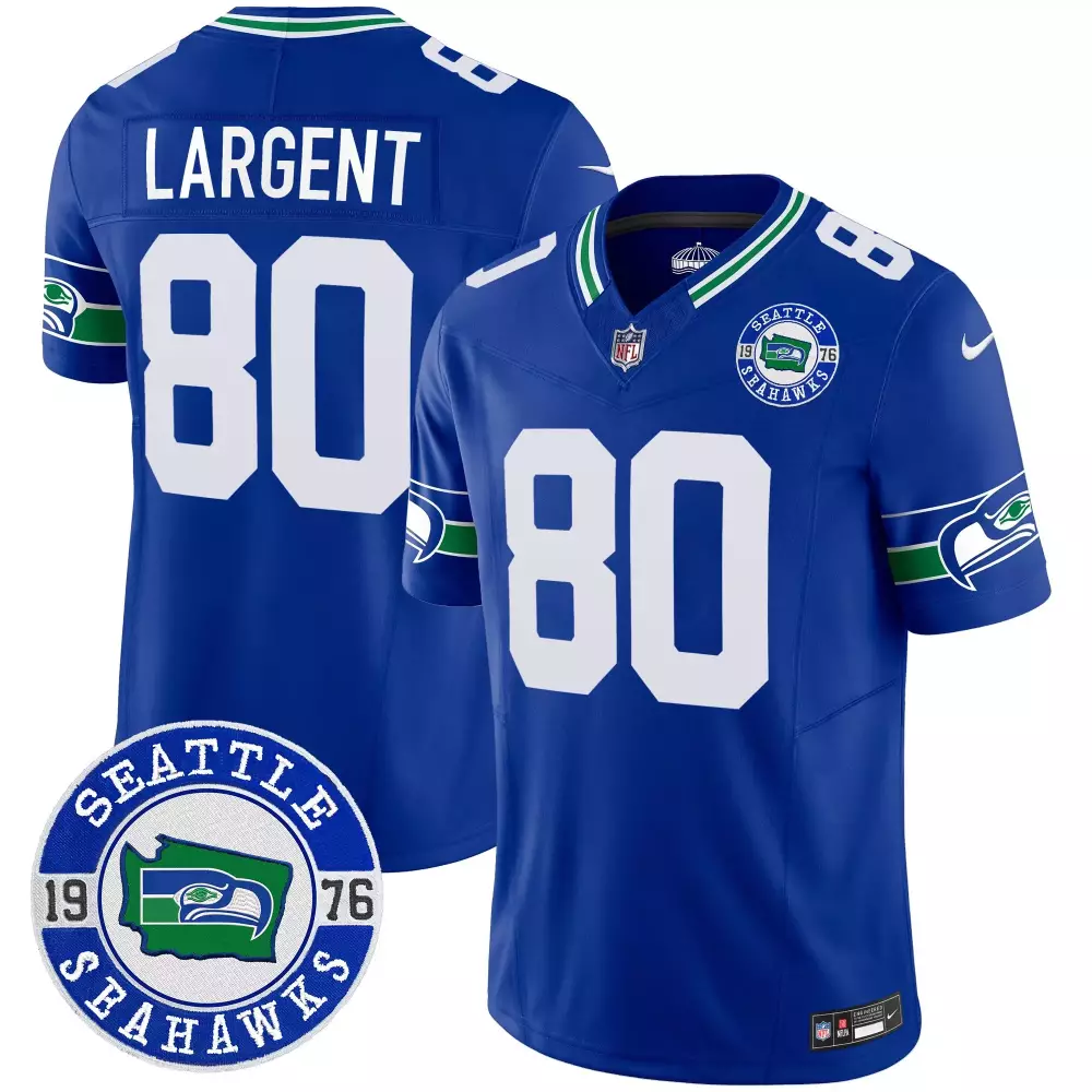 Steve Largent 80 Seattle Seahawks Jersey Blue 1976 Men Authentic Green White Throwback