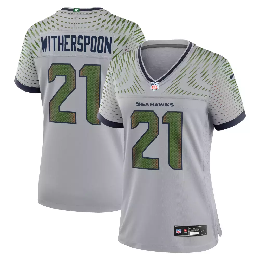 Devon Witherspoon 21 Seahawks Jersey Silver Men Standard Alternate Split Design Navy