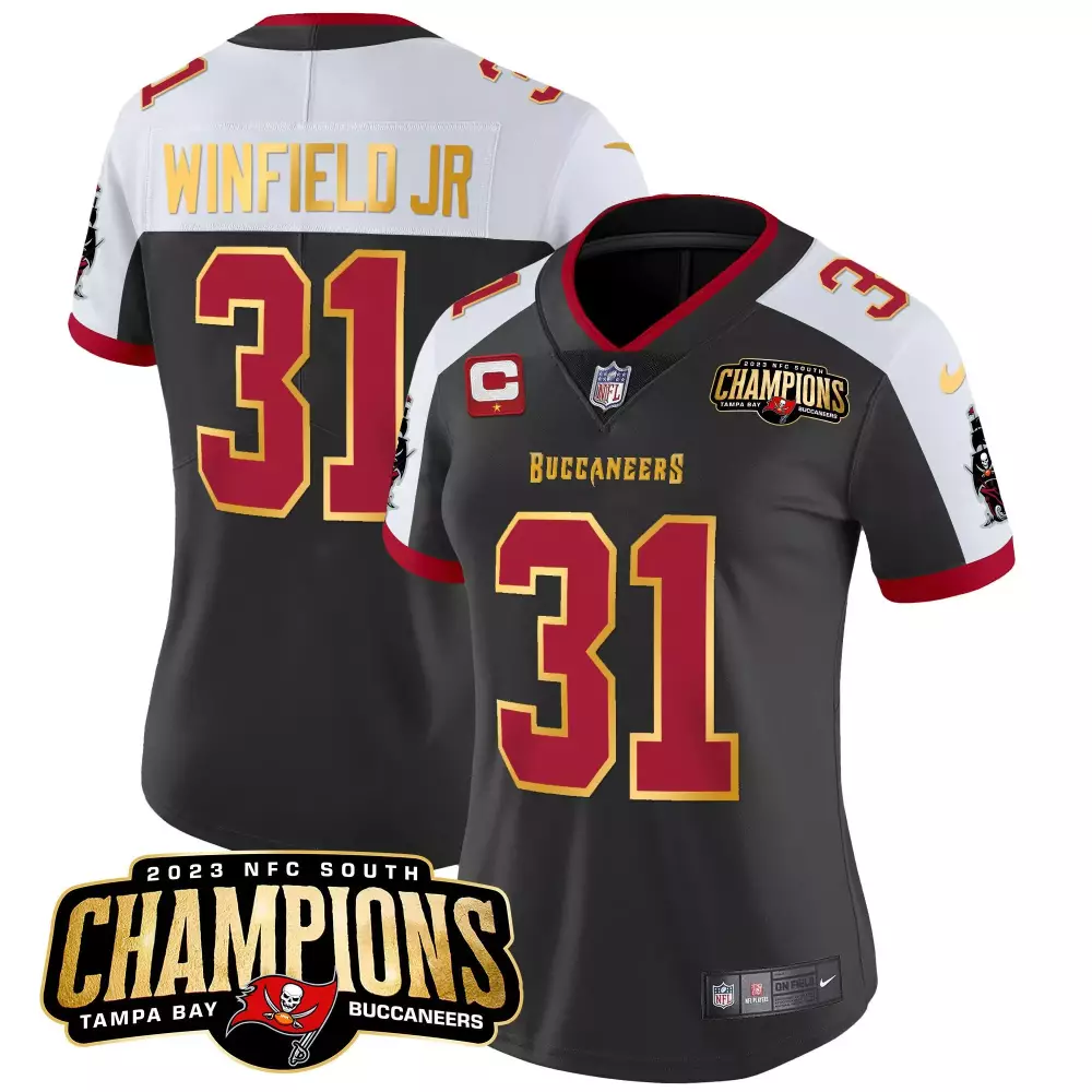 Antoine Winfield 31 Buccaneers Jersey Black 2023 NFC South Champions Men Game Red