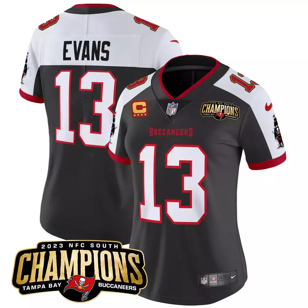 Mike Evans 13 Buccaneers Jersey Gray 2023 NFC South Champions Women Official White