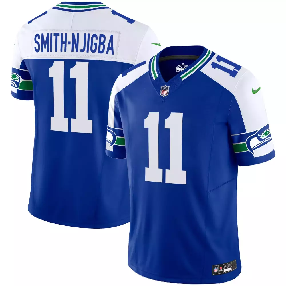 Jaxon Smith-njigba 11 Jersey Blue Seattle Seahawks Men Authentic White Green Alternate