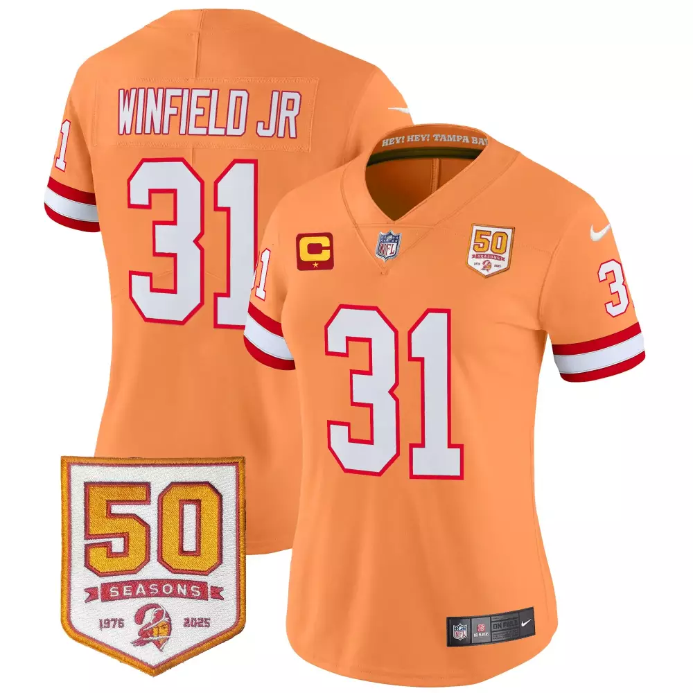 Antoine Winfield Jr. 31 Jersey Orange Tampa Bay Buccaneers 50 Seasons 1976-2025 Men