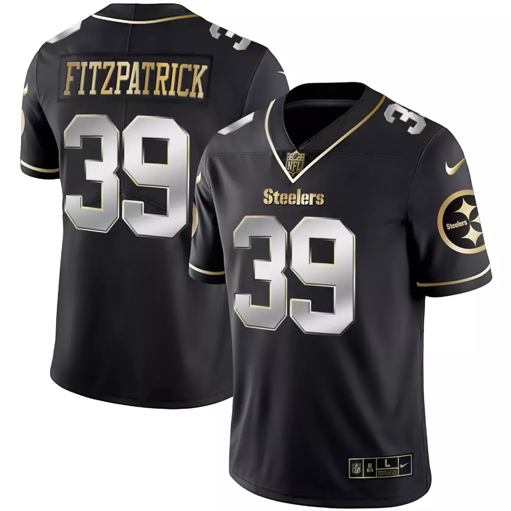 Minkah Fitzpatrick 39 Steelers Jersey Black Men Gold Silver Limited All Stitched