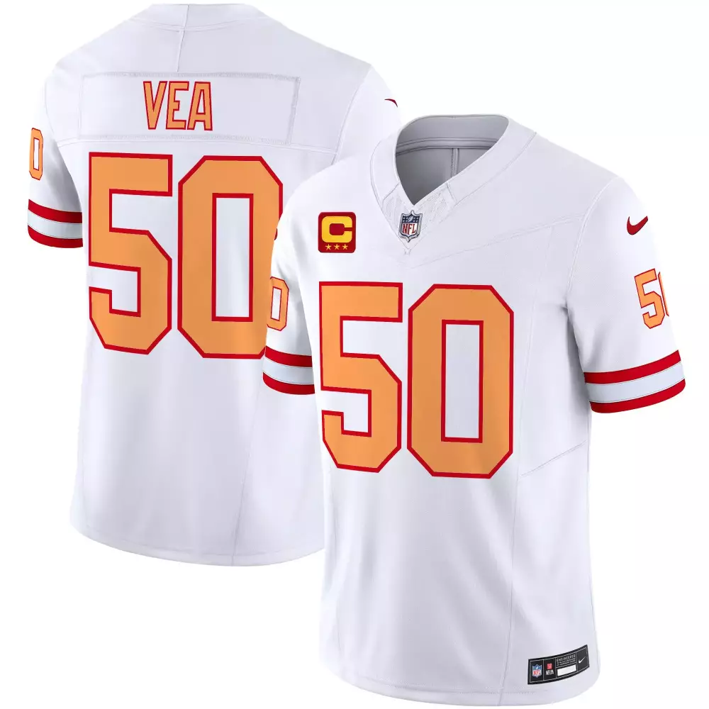 Vita Vea 50 Chiefs Jersey White Men Red Orange Throwback Vapor Limited v2 All Stitched