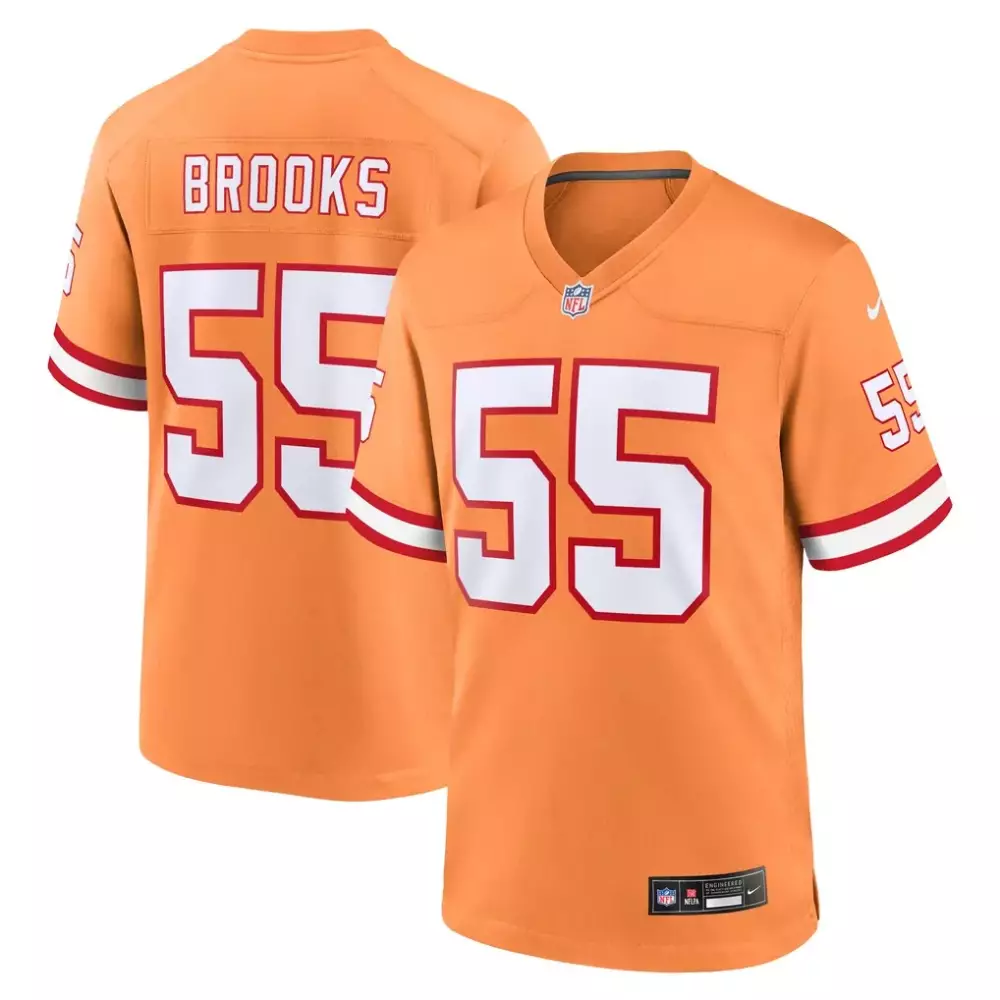 Derrick Brooks 55 Jersey Orange Tampa Bay Buccaneers Men NFL White Red Throwback