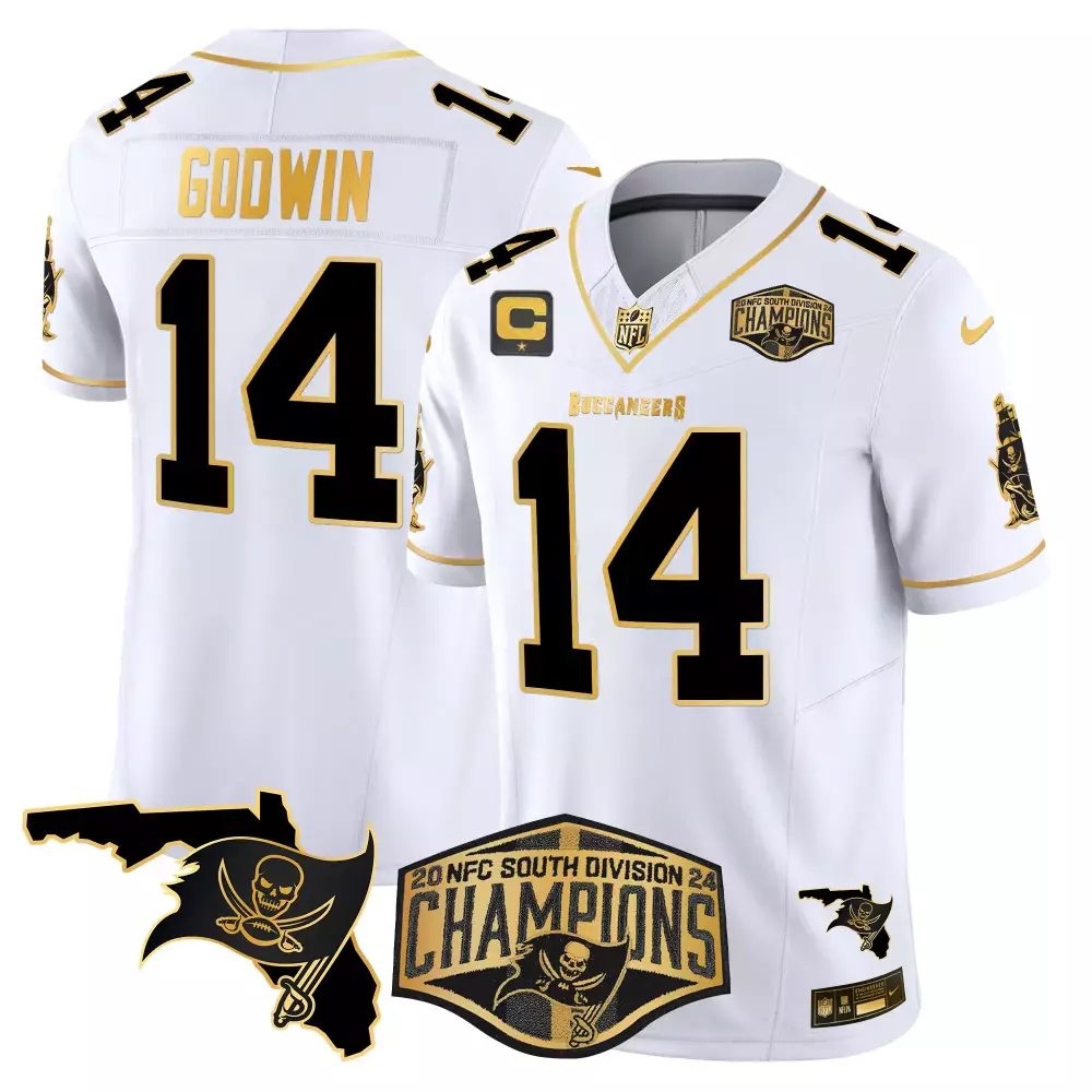 Chris Godwin 14 Buccaneers Jersey White 2023 AFC South Division Champions Men Standard