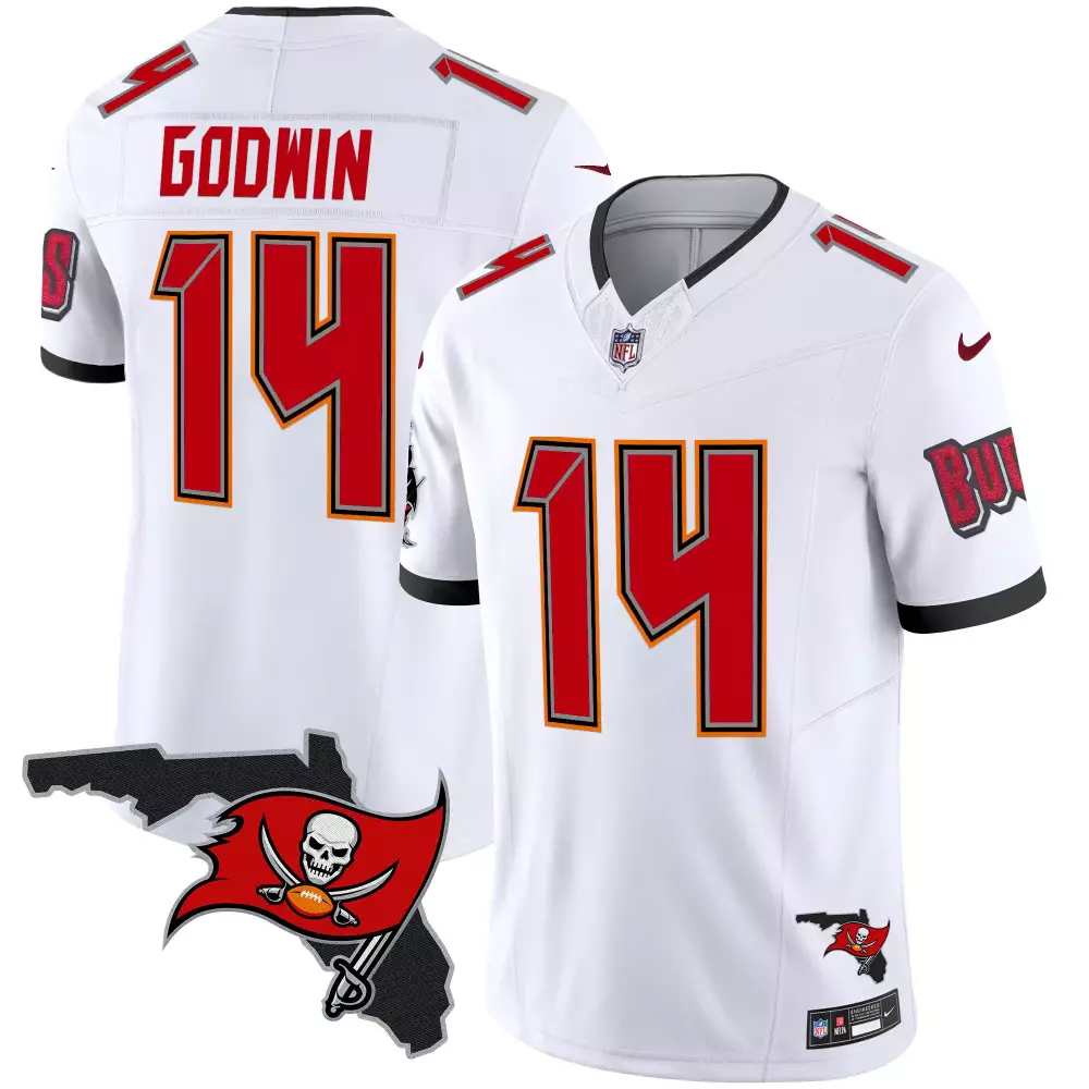 Chris Godwin 14 Buccaneers Jersey White Men Red Black Vapor Limited v2 All Stitched