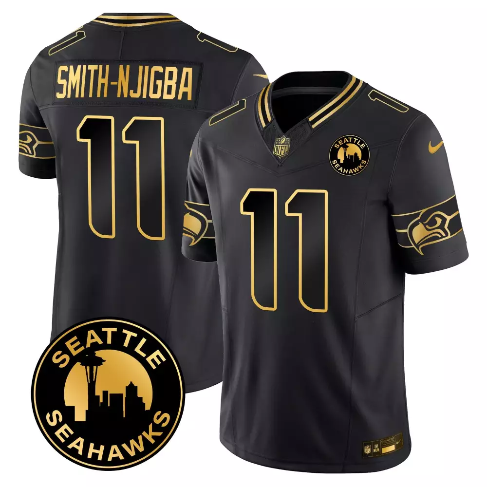Smithnjigba City 11 Jersey Black Alternate Seattle Seahawks Men Gold Vapor Limited