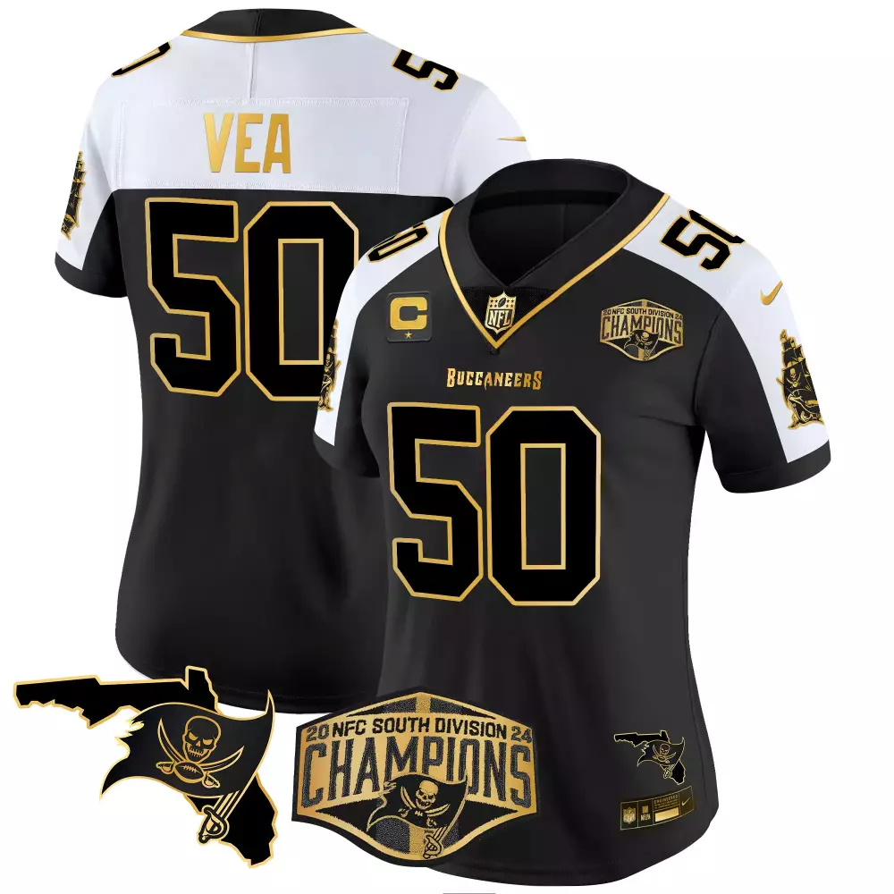 Vita Vea 50 Buccaneers Jersey Black 2020 NFC South Division Champions Men NFL Split Design