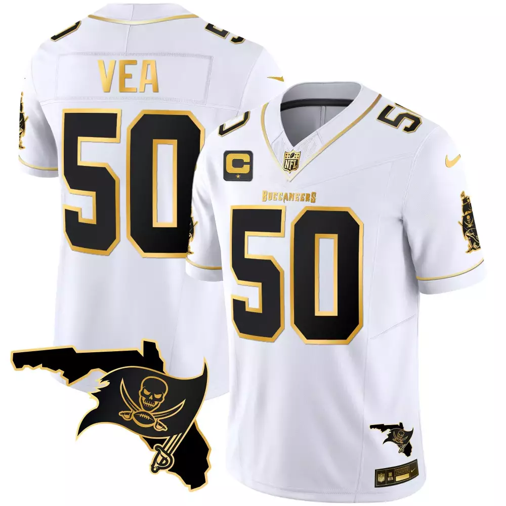 Vita Vea 50 Buccaneers Jersey White Men Alternate Black Gold Vapor All Stitched