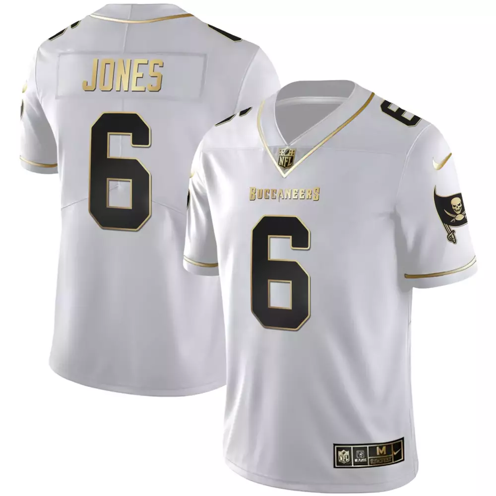 Julio Jones 6 Buccaneers Jersey White Men NFL Alternate Black Gold All Stitched