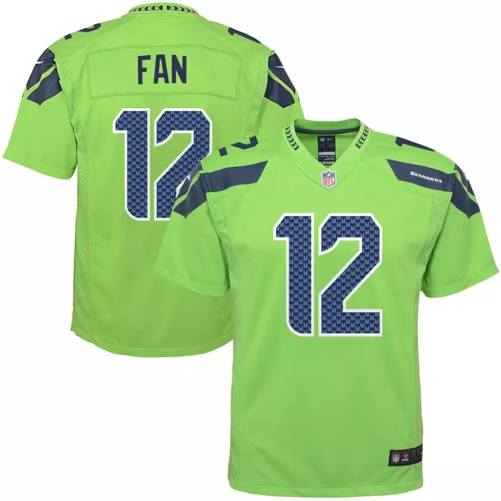 Seattle Seahawks 12 Jersey Lime Green Men Navy Blue Game