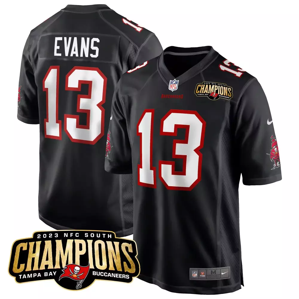 Mike Evans 13 Jersey Black 2023 NFC South Champions Tampa Bay Buccaneers Men Player
