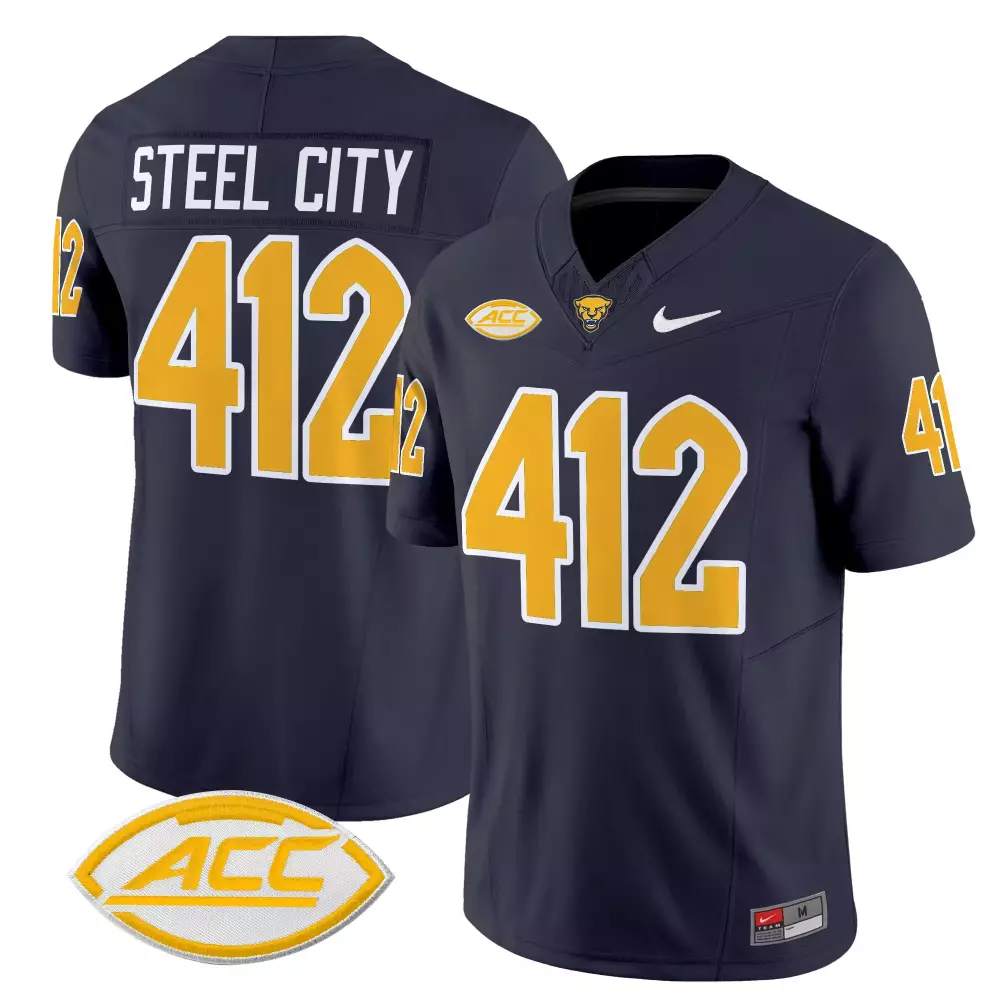 Custom Pittsburgh Panthers Jersey Navy Steel City 2023 Men Gold White Vapor Limited