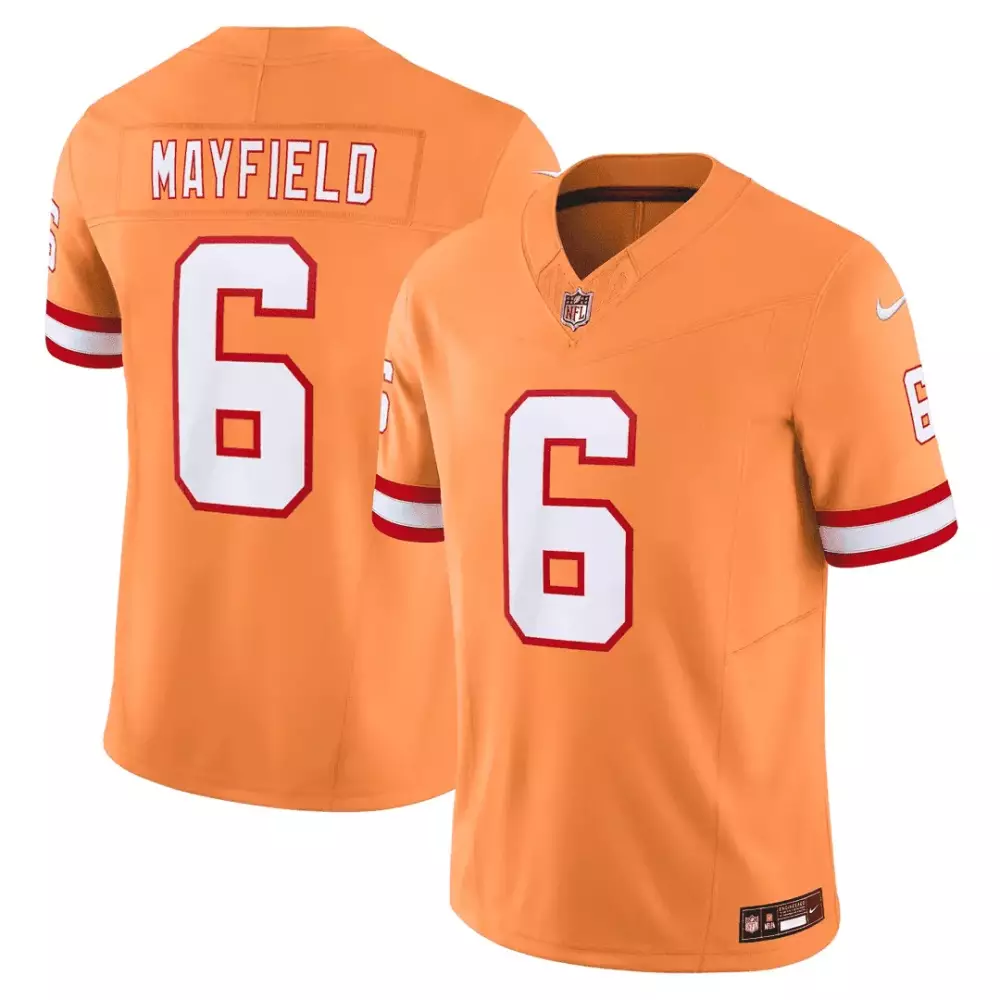 Baker Mayfield 6 Buccaneers Jersey Orange Men White Red Throwback Limited All Stitched