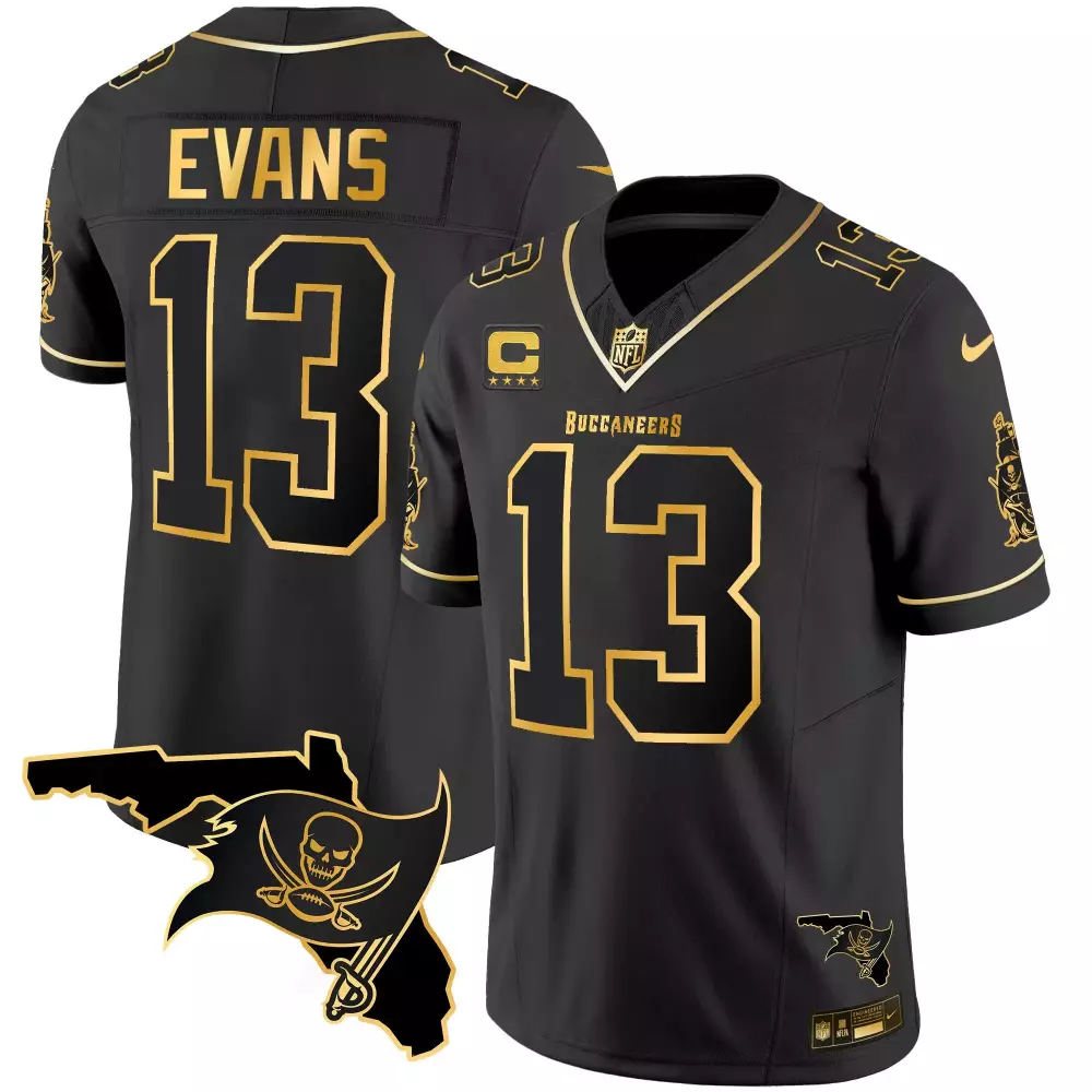 Mike Evans 13 Buccaneers Jersey Black Saints Men Gold Vapor All Stitched