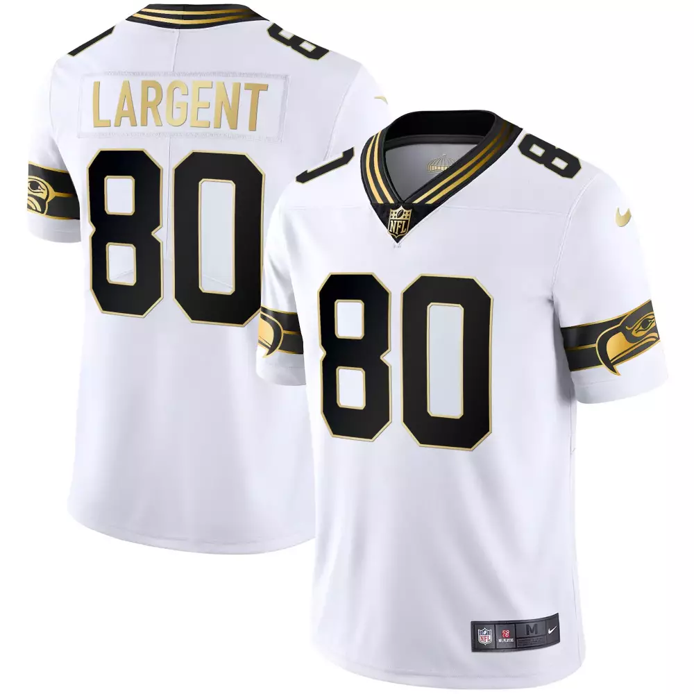 Steve Largent 80 Seattle Seahawks Jersey White Men Player Alternate Black Gold Throwback