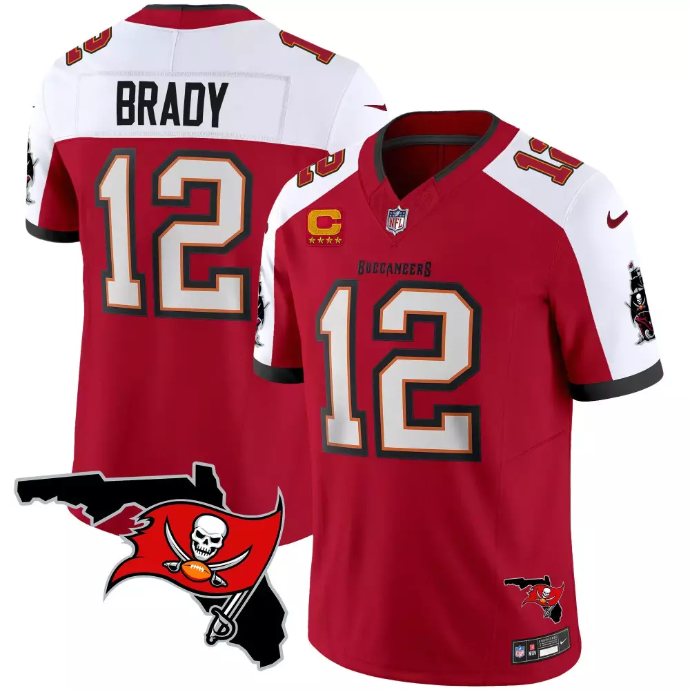 Brady 12 Buccaneers Jersey Red Men Standard White Orange Alternate Vapor Limited