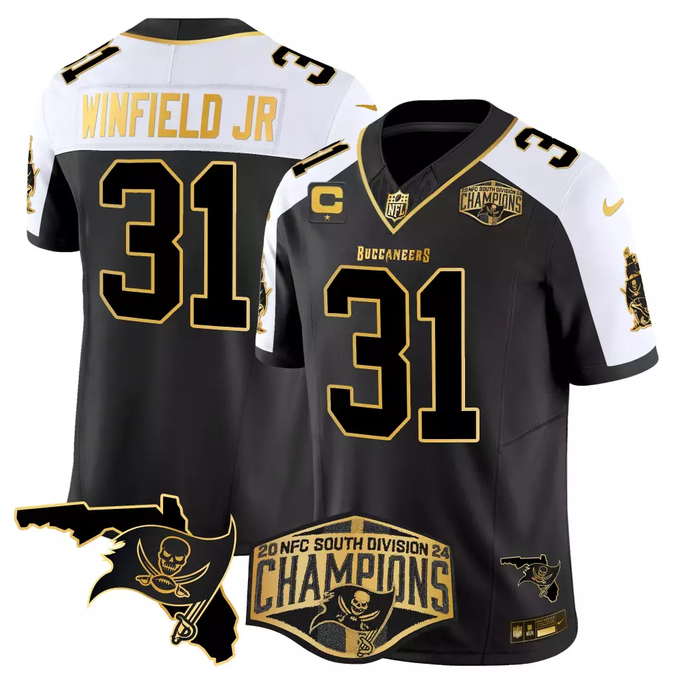 Antoine Winfield 31 Buccaneers Jersey Black Champions Edition 2024 Men White Gold