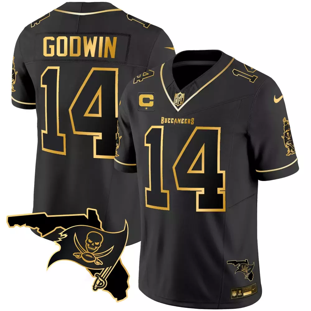Chris Godwin 14 Buccaneers Jersey Black Men Alternate Gold Vapor All Stitched