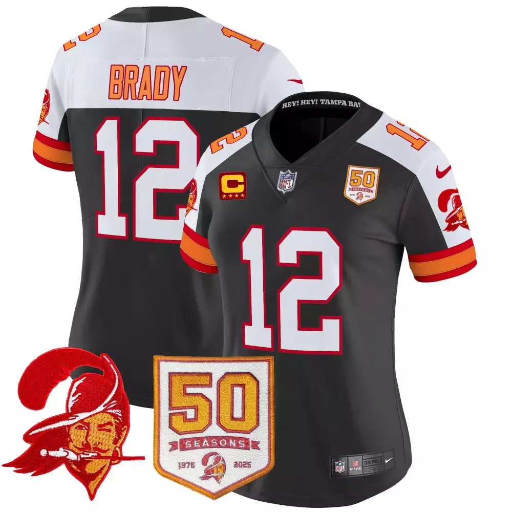 Tom Brady 12 Tampa Bay Buccaneers Jersey Black 50th Anniversary Men On-field Alternate
